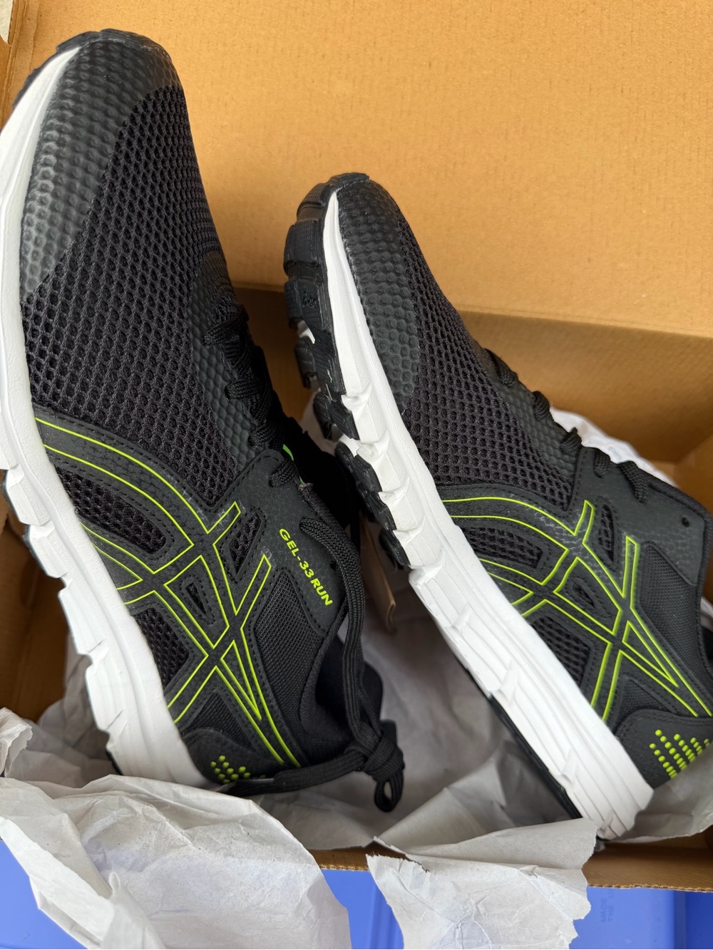 Asics Gel 33 Run Black and Neon Green Mesh Running Shoes